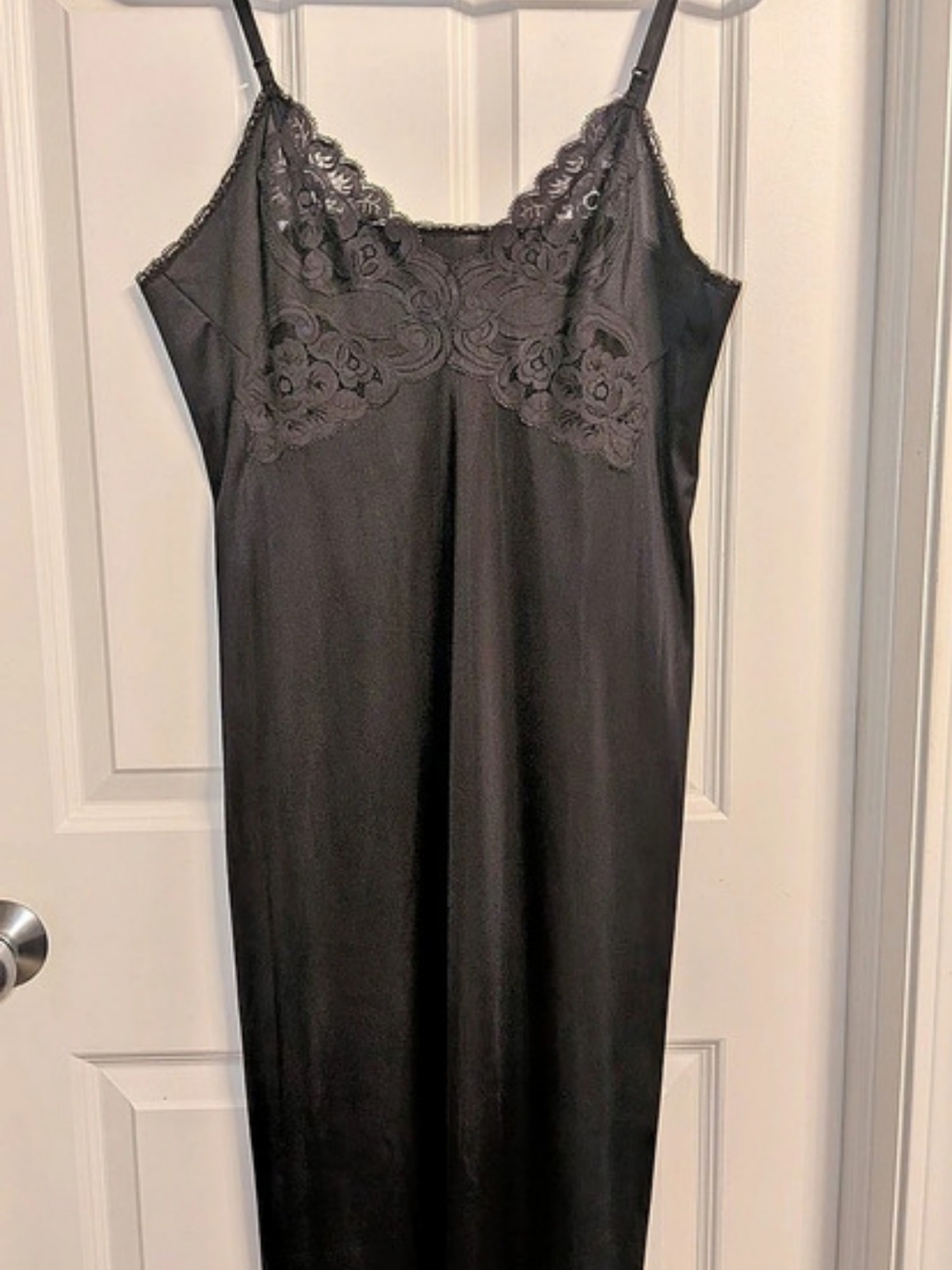 Vintage Vanity Fair Black Lace Trim Slip Dress